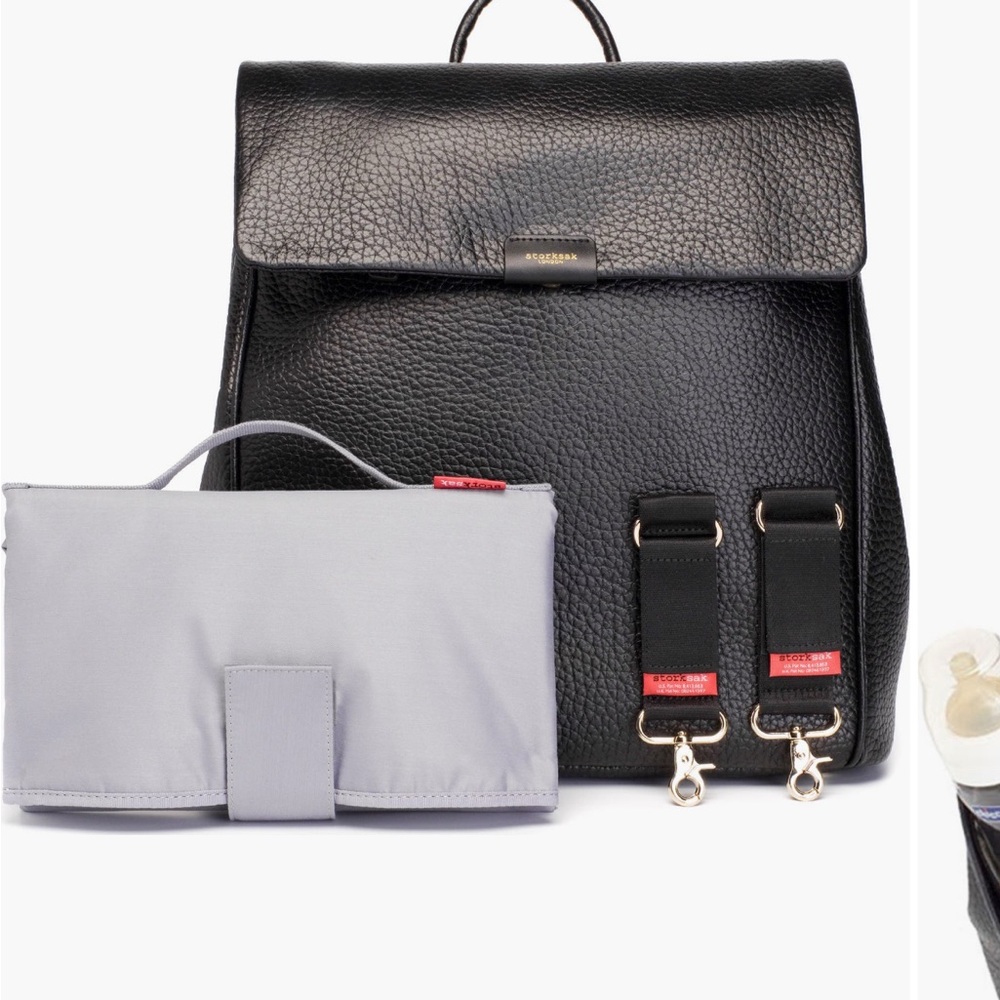 Storksak St James convertible leather Diaper Backpack